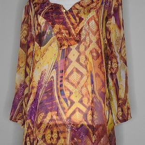 Chico's Vintage Silk Tunic Size 2/Medium EUC